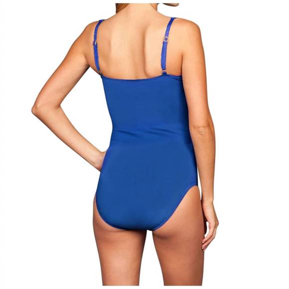 NEW KALLURE dd-cup twist front underwire one piece swimsuit in blue - Picture 2 of 3